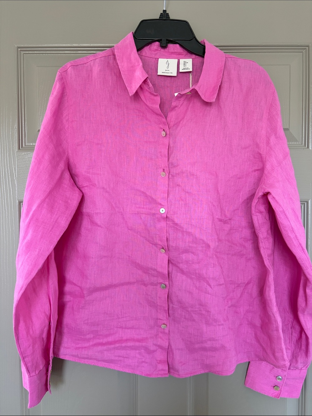 Joie Bright Pink Button-Down 100% Linen Shirt